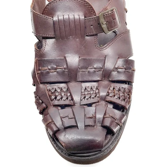 Men's Brown Leather Woven Sandals - Picture 2 of 10